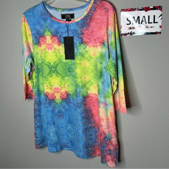 L&B Small Tie dye crew neck 3/4 sleeve shirt (ITEM #B) - Picture 2 of 7